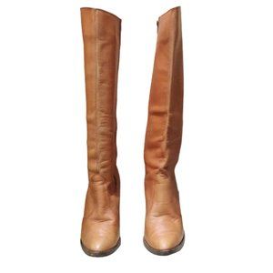 Nina leather tan heel knee high boots- sIze 10
